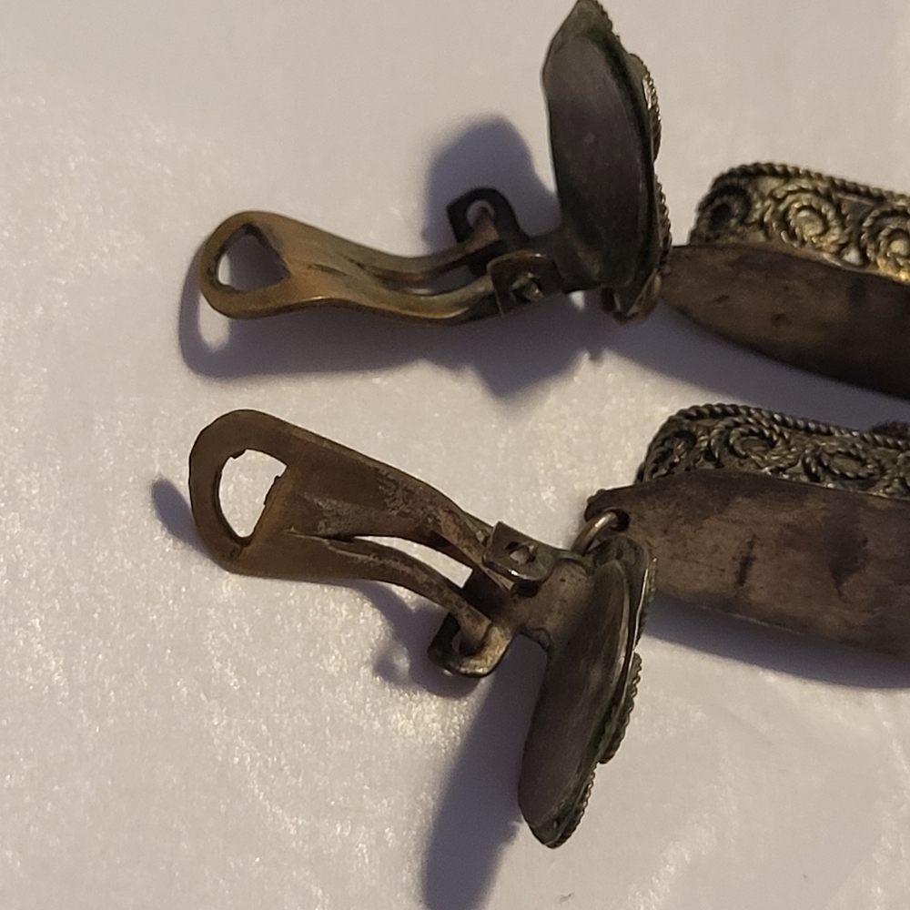 Vintage silver tone Persian Slipper clip on Earrings PRICE REDUCED!! - Picture 5 of 9